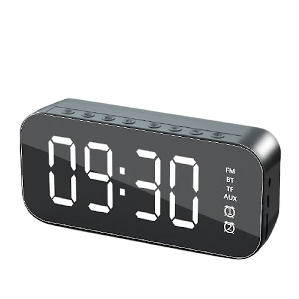 Klocka Väckarklocka Bord Digital LED Spegelskärm Väckarklocka Despertador Trådlös Bluetooth 5.0 Mp3 Hifi Högtalare Black