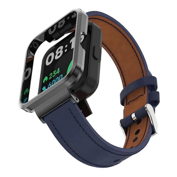 [LCS] Nahkainen kellonranneke Xiaomi Redmi Watch 2 Lite -kellolle Dark Blue