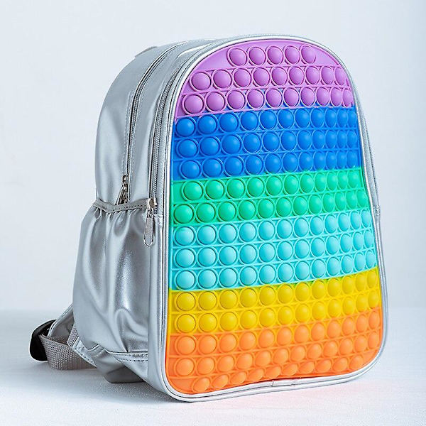 Pop Its Ryggsekk Dekompresjonsdesign Familiespillveske Grå Søt Regnbue Pop Fidget Skolesekk Tilbake Til Skolen Color  C
