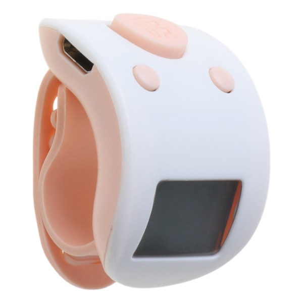 Mini Digital LCD Elektronisk Finger Ring Håndtæller 9 Cifre - WELLNGS White