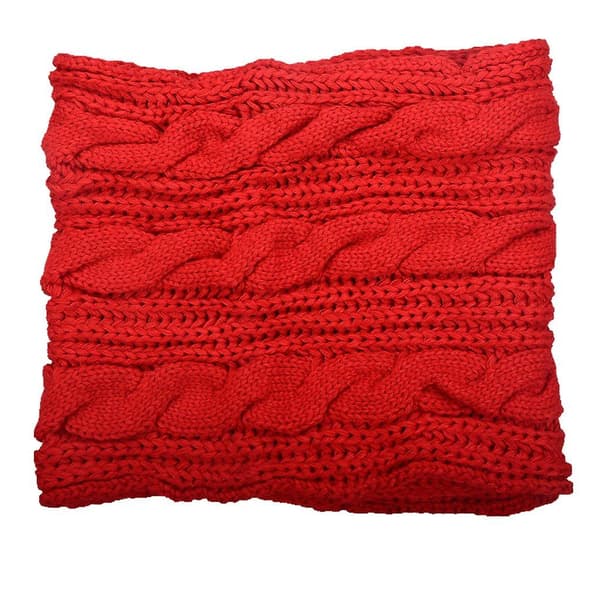 [LCS] Damstickad Infinity Scarf Cirkel Loop Varm Mode Tjock Ribbad Halsduk Red