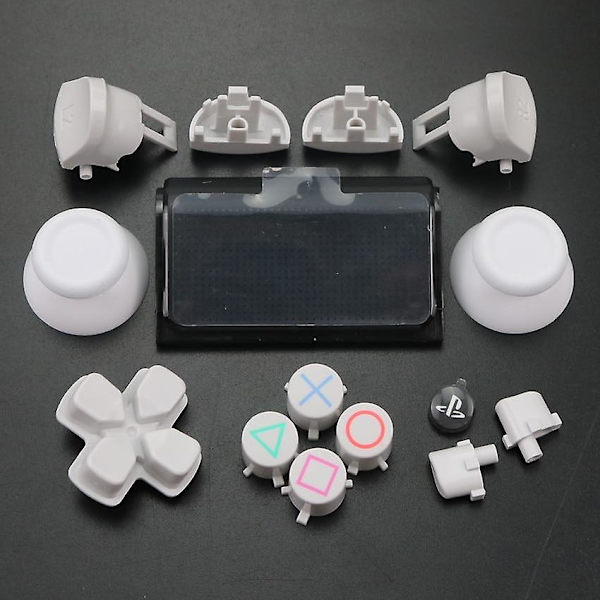 Yuxi komplett set joysticks dpad r1 l1 r2 l2 riktningsknapp abxy knappar jds 040 jds-040 Kompatibel med Sony PS4 Pro Slim-handkontroll Off-white
