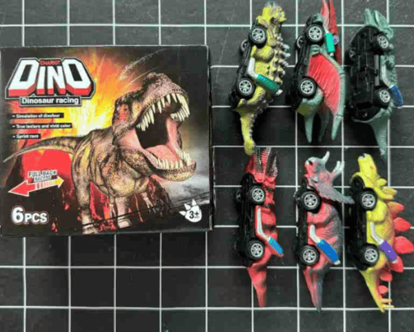 [LCS] 6-pack Dinosaur Pull Back Car Tyrannosaurus Rex Model Children's Inertia Toy Resistant to Falling