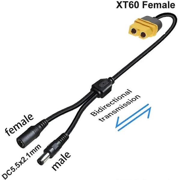 XT60 til DC-adapterkabel XT60 til dobbelt DC 5,5 mm X 2,1 mm han/hun strømkabel til bilbatteri FPV-skærm strøm hun Female