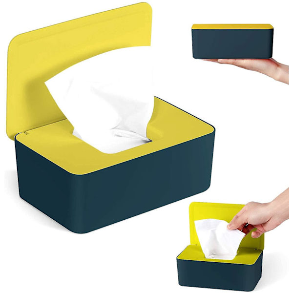 Vådservietdispenser med låg, vådservietboks, hjem eller kontor Yellow  blue 2