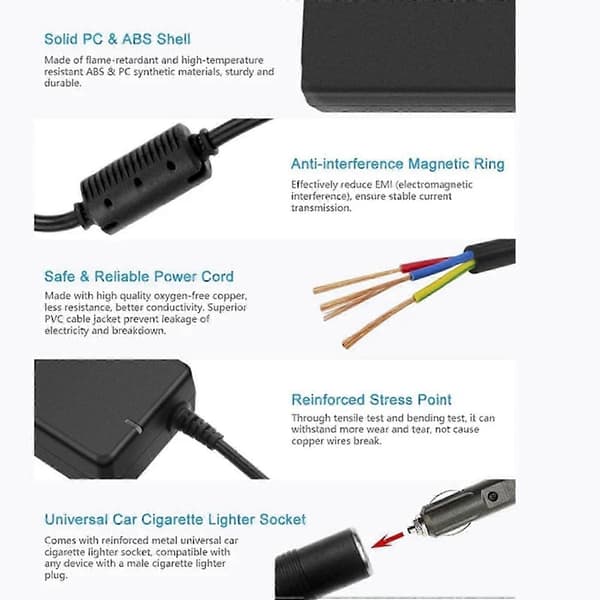[LCS]12V 15A 160W Bilstrømomformer 220V til 12V Bilstrømadapteromformer Bil Hjem Cigarettænder-2025 black