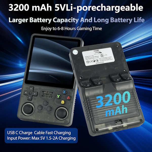 [LCS]R36S Retro Handheld Game Console with 3.5-inch IPS Screen, 64GB TF Card Pre-installed with 10,000+ Games, Open Source Linux System, Black Black