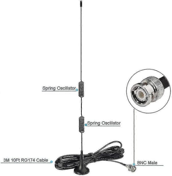 [LCS] Skinkeradio Politiscanner Antenne Amatørradio Mobilradio Scanner Antenne Magnetisk Base Bnc Han Antenne Kompatibel