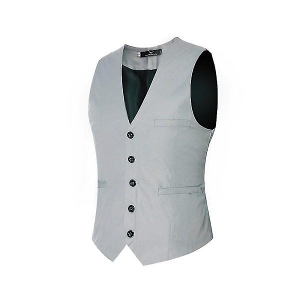 V-hals dressvest for menn, slim fit i bomull, fire sesonger, grå 2XL Grey