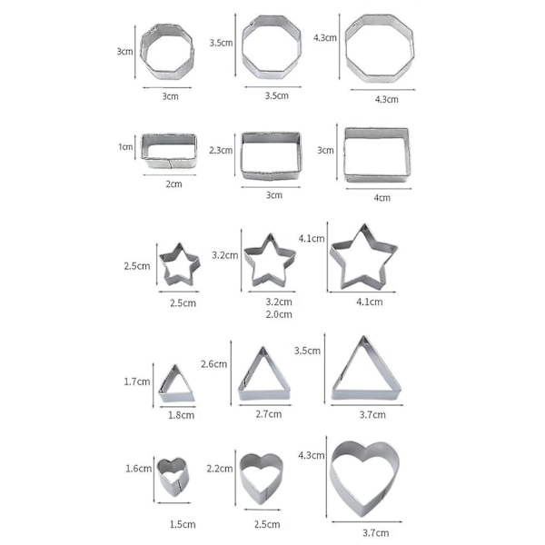 Mini Geometriska Kakformar Set 24 Stycken Bakning Metallformar (Rektangel)
