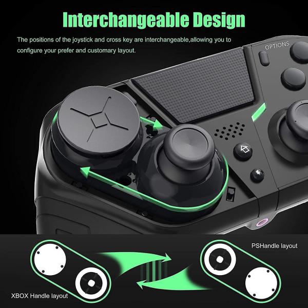 Trådlös handkontroll för PS4, Gamepad fjärrkontroll med Prog