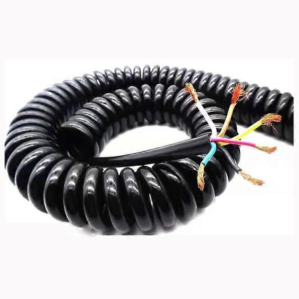 XHX Strand infällbar spiralfjäder expanderbar strömkabel, svart strömkabel, 3m