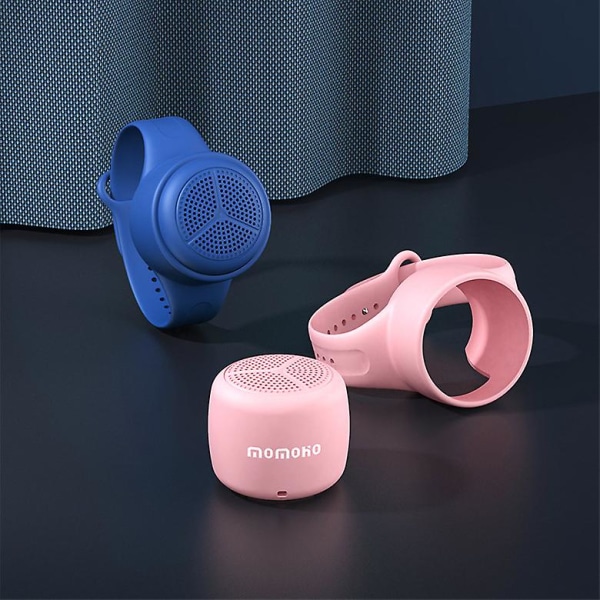 Ny bärbar trådlös watch set Svettsäker och vattentät mini bärbart kortarmband Bluetooth högtalare (band + högtalare + 8g minneskort)-rosa