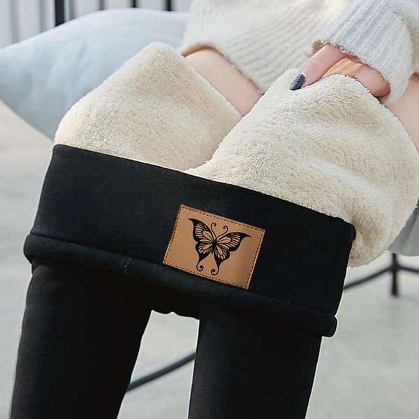 [LCS] Kvinner Vinter Tykke Leggings Bukser Fleeceforet Termisk Elastisk BLACK M