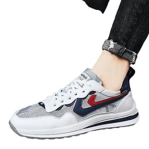 Herre Åndbare Tynde Forrest Casual Løbe Sports Net Sko white blue 44