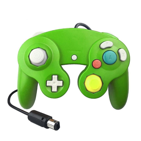 Grön gamecube-kontroll, trådbunden kontroll för wii nintendo gam