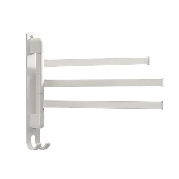 [LCS] Veggmontert håndklestativ Roterende sammenleggbart håndkleoppbevaringsstativ Håndklestanghenger White 3