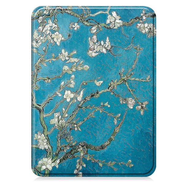 Enfärgat läderfodral för Kindle 12:e generationen 2024 Apricot Blossom