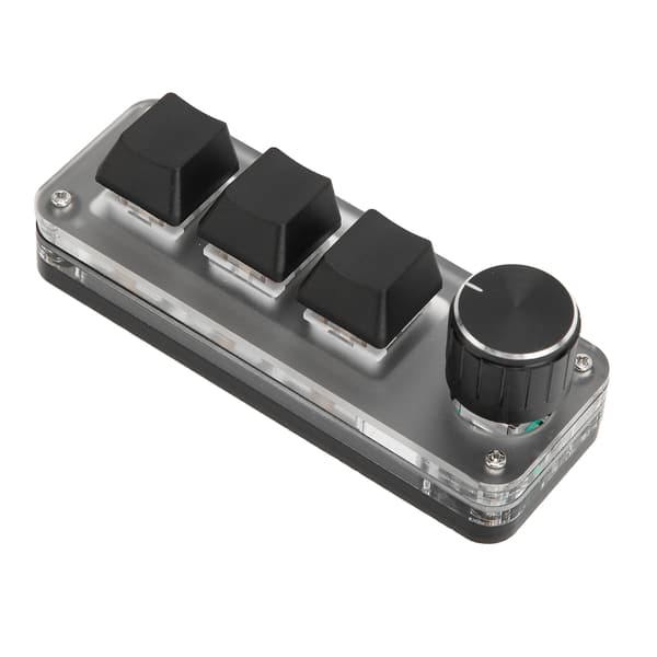 [LCS] Mini 3-Key Custom Keyboard with Red Switch, Plug-and-Play, RGB Backlit Macro Programmable for Laptop