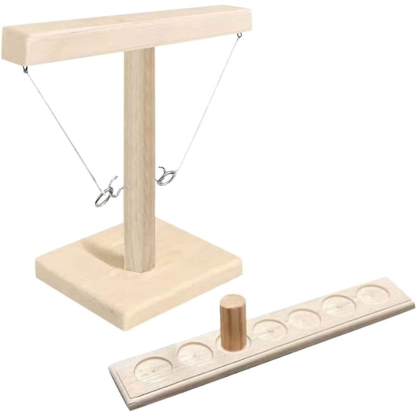 Mini Ring Toss Game Handgjorda trä Interactive med Shot Ladder Bundle för Home Bar Party