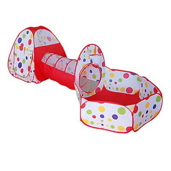 3-in-1 vauvan ponnahdusleikkiteltta tunnelitalo Red