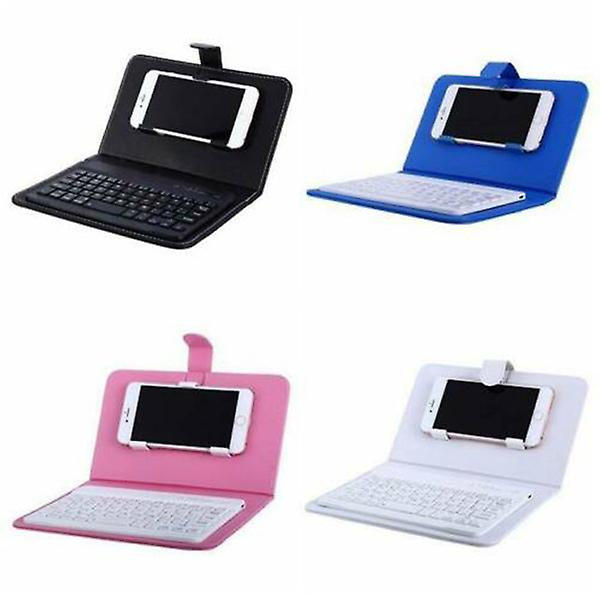 Mini Kannettava Langaton Bluetooth-näppäimistö Nahkakotelolla Älypuhelimelle Pink
