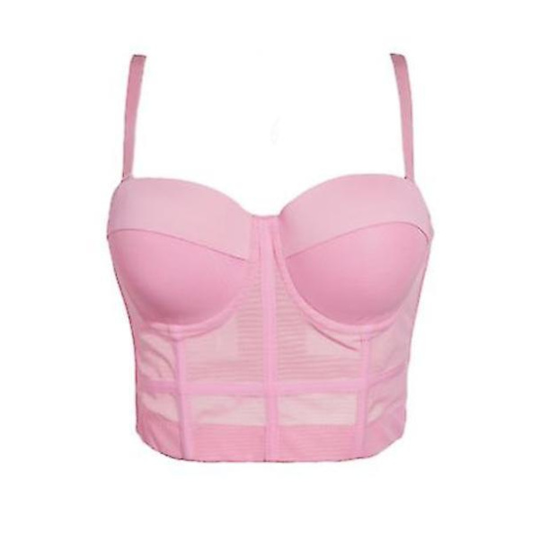 Mesh pust-opp bustier crop top vest for kvinner, til klubb og fest S