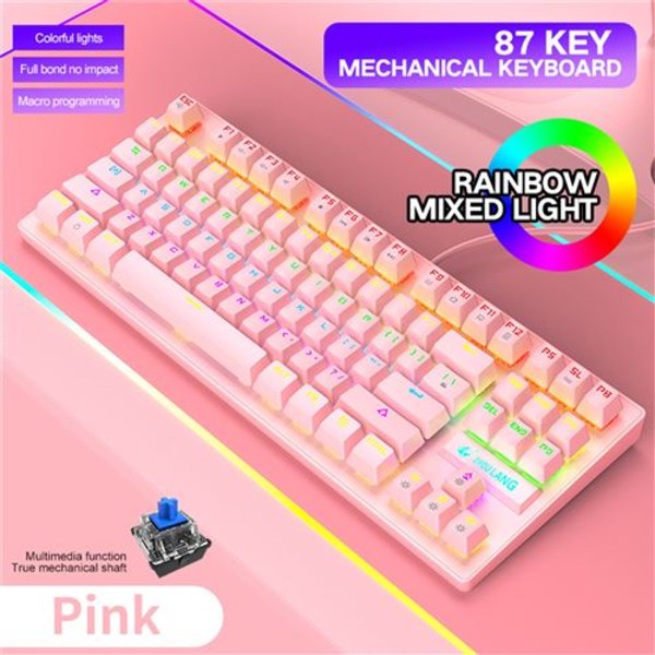 87-Key Competition Gaming Mekaniskt tangentbord - Rosa