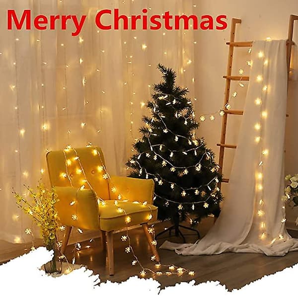 [LCS]Julbelysning, 100 LED Snöflinge Ljusslinga yellow