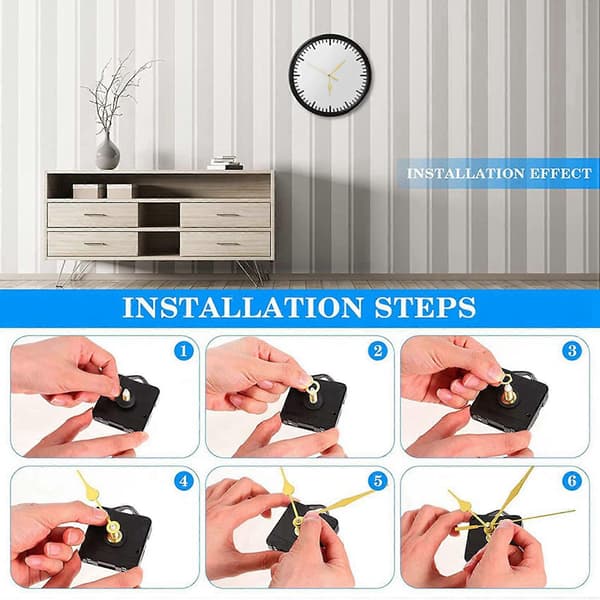 40 st DIY Tyst Rörelsemekanism Spindelvisare Väggkvarts DIY Klockrörelsemekanism Reparationsdel Klockkit Black&silver