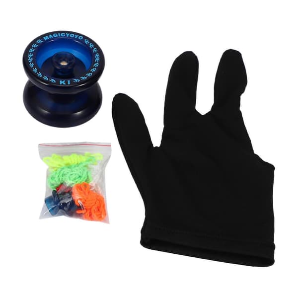 K1 Yoyo-boll (ABS, blå) + 5 strängar + handske, stor cool presentleksak för barn och vänner