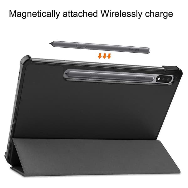Til Samsung Galaxy Tab S10 FE S9 Tri-Fold Stand Folio Etui PU Læder Auto Vågn Op Dvale Tablet C Black Black