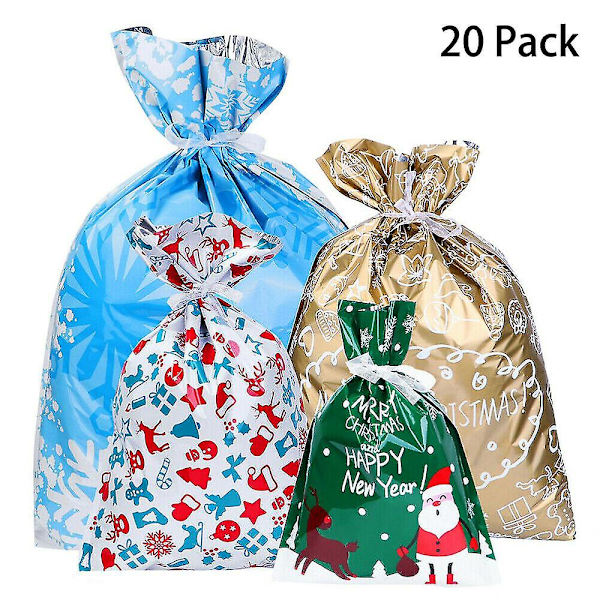 20/30 st Partyväska Folie Jul Knyt Presentpåsar Bröllop Godis Favoritpåse Julklapp 20pcs