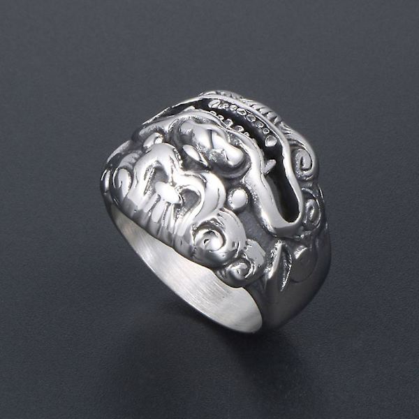Kreativa Ringar Personlighet Retro Dominerande Enhörning Män Och Kvinnor Silver 11
