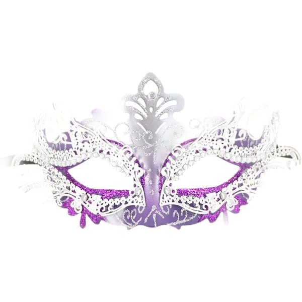 Par med Maskerade Maske Metall Jern Sommerfugl Ballmaske (Sølv Lilla) 2 Stykker Silver purple