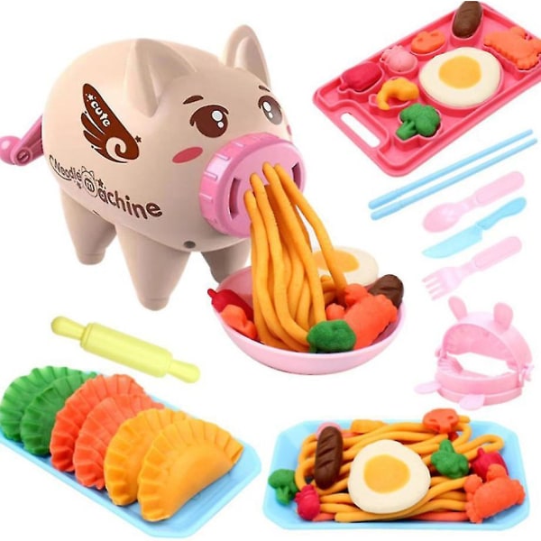 Kids Pig Noodle maker Machine, Colored Clay Plasticine Form Set, DIY Boys Girls Play Kitchen Toy