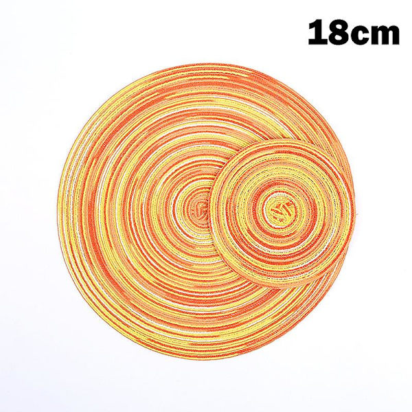 Pyöreä puuvillainen lasinalunen, lämmönkestävä ruokapöydän lautanen, matto kotitalouskäyttöön, suojaa pöytää palamiselta Yellow Pad Dyeing 18cm