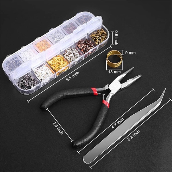 Hoppringar Hummerlås Set Smyckestillverkningstillbehör Smyckestillverkningssats SET9 713PCS