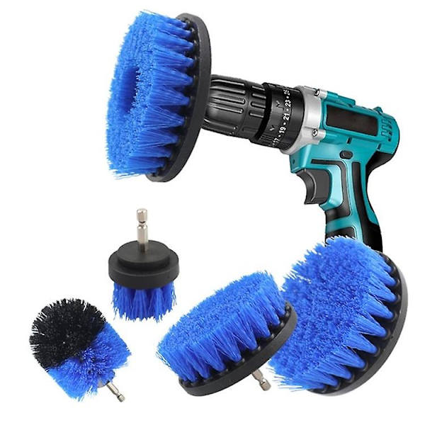 5 st. 1 Set 2/3.5/4/5'' Borstfäste Set Power Scrubber Borste Bilpolerare Badrumsrengöringskit Blue