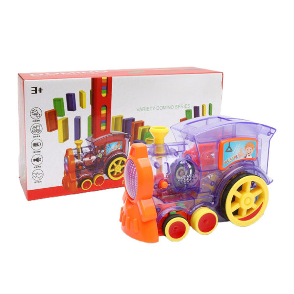 Domino tågblock set Bygga och stapla leksak Creatives Leksaker Domino tågblock set för barn Transparent