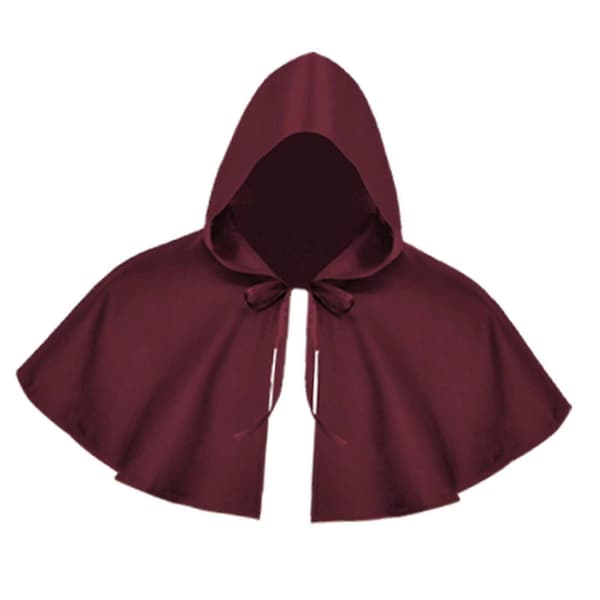 Halloween-kappe Cosplay Dødskappe Hette Sjal Middelalderhette Svart Red