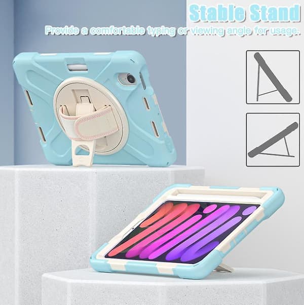 [LCS] Ipad Mini 6:e generationen 2021 Bärande skyddsfodral med axelrem Light Blue