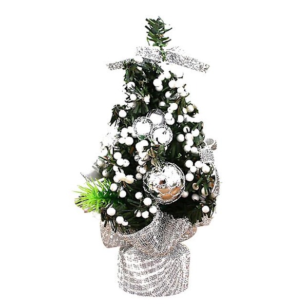 2 st Bordsjulgran 20 cm Mini Konstgjord Julgran silver
