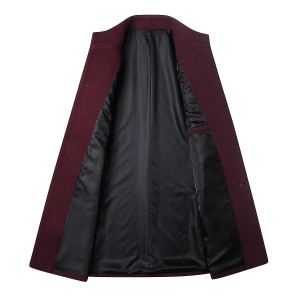 Slim Fit Ullrock för Män med Ståkrage för Hösten Wine Red M