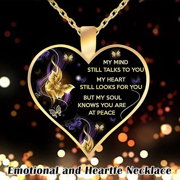 Tunnekylläinen ja sydämellinen kaulakoru \"Mind Heart Soul\" -kaiverruksella: \"My Mind Still Talks To You\"