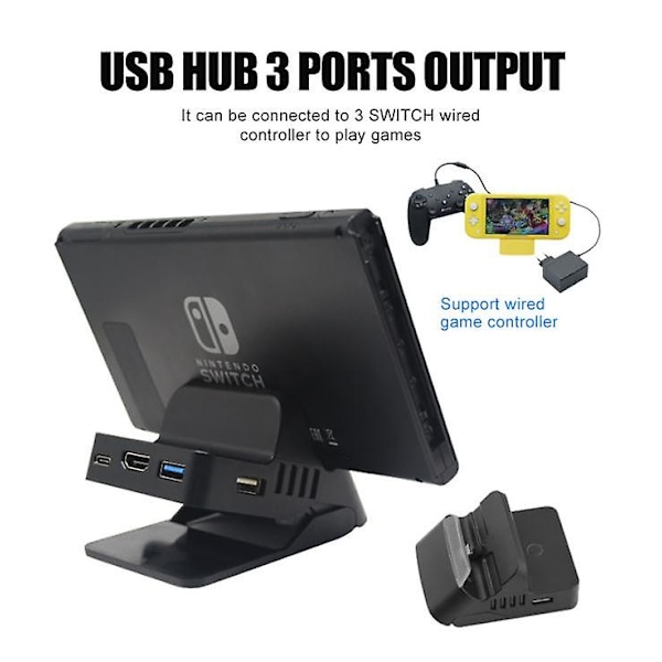 Monitoiminen Nintendo Switch HDMI-lataustelakka, kompakti Switch HDMI-adapteri