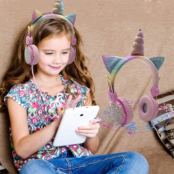 Dockor Surprise Cute Unicorn trådbundna hörlurar med mikrofon Musik Stereo hörlurar Dator Mobiltelefon Headset Barn Present