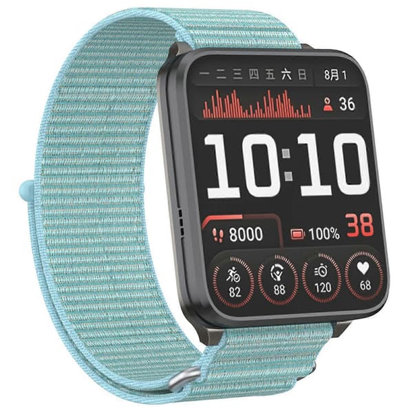 [LCS]Til Garmin Venu X1 håndledsrem Magic Tape Nylon Loop urrem med metalring Multicolor Baby Blue