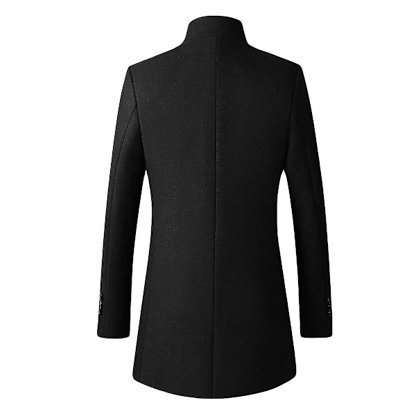 Slim Fit Ullfrakk med Ståkrage for Menn, Høst Black M