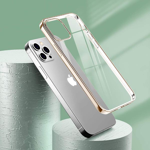 Kirkas suojakuori yhteensopiva iPhone 12 -kuoren/yhteensopiva iPhone 12 Pro -kuoren kanssa Metal Gold